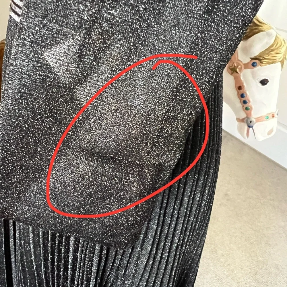 NWT Mac Duggal 30750 Size 6 Black Shimmering 3/4 Sleeve A-line Midi Dress - Picture 8 of 15